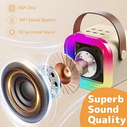 Караоке-система Fede з Bluetooth колонкою та бездротовими мікрофонами - мініатюра 4