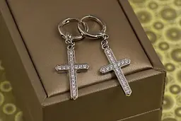 Сережки підвіски Xuping Jewelry хрестики різдвяне сяйво 3,8 см сріблясті