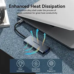 Док-станція USB3.0 Type-C --> HDMI 4K30Hz/TF/3xUSB-A 3.0, 0.15м 6-in-1 Vention - мініатюра 7