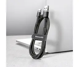 Кабель Baseus Cafule Cable USB for Type-C 3A 1 м Gray/Black (CATKLF-BG1) - мініатюра 8