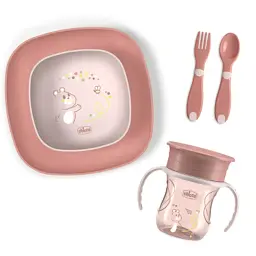 Набір дитячого посуду Chicco Set Pappa 12 м+ рожевий (16201.15)