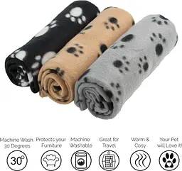 Плед для тварин Paw Print Soft Fleece Pet Blanket 70х100 см Сірий - мініатюра 4