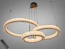 Сучасна підвісна LED-люстра Diasha 662/800+600+400GD золото, 3 кільця, 195W, 140 см, 20-35m2