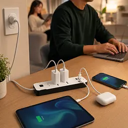 Подовжувач мережний розвиваючий AND WL-7 / Подовжувач з USB портами / Мережевий фільтр на 3 розетки, (2хUSB+Type-C), 2м - мініатюра 2