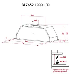 Витяжка повновбудована PERFELLI BI 7652 WH 1000 LED - мініатюра 12