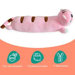 М'яка іграшка подушка "Кіт батон" Рожевий, іграшка довгий кіт подушка обіймашка 50 см (грашка кет) - мініатюра 3