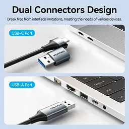 Перехідник USB 3.1 Type-C --> Ethernet RJ45 1000Mb +USB-A adapter сірий Aluminum Alloy Type Vention - мініатюра 8