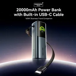 Батарея універсальна Vention 20000 mAh 165W Gray TFT Display Type (FKFH0) - мініатюра 5
