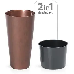 Горщик для квiтiв Prosperplast Tubus Slim Corten круглий з вкладишем, високий, 250 мм, бронза (65865-7601) - мініатюра 2