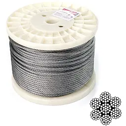 Трос нержавіюча сталь Apro 6мм x 100м (6х19+1x19) DIN 3060 (в упаковці 100 шт.)