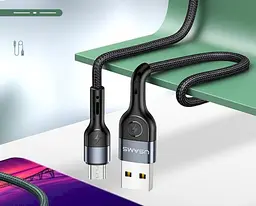 Кабель Usams US-SJ450 U55 USB-A to Micro-USB 2A 1м Black SJ450USB01 (6958444945279) - мініатюра 2