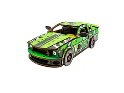Дерев'яний 3D конструктор Muscle car GT, Puzzleоk (Puz-00640), 162 дет. (зелена) - мініатюра 3