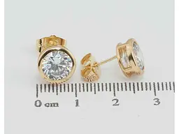 Сережки Xuping пусети позолота 18K "Кристали в ободковій оправі" ø 9мм 017186 - мініатюра 2