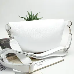 Бананка жіноча шкіряна Handycover S351 біла через плече - мініатюра 3