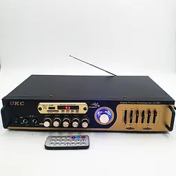 Підсилювач звуку Bluetooth з пультом стереопідсилювач для колонок з караоке 2х100W MAX MP3 USB Micro SD FM UKC AV-121BT - мініатюра 4