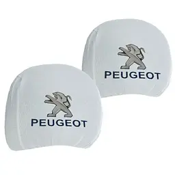 Чохли для підголівників Універсальні Peugeot Білі Кольоровий логотип 2 шт