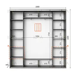 Шафа-купе Idea серія 4 230 x 45 x 240 см Венге темний Дзеркало - мініатюра 2