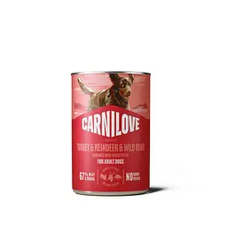 Вологий корм для собак Carnilove Turkey & Reindeer & Wildboar паштет індичка, оленина і дикий кабан банка 400 г