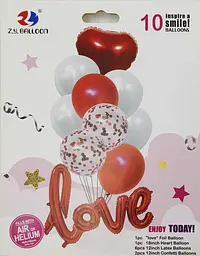 Набір фольгованих куль Серце Love 10 шт.