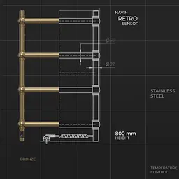 Електрична рушникосушка Navin Retro 500x800 Sensor ліва, бронза 12-228153-3680, Бронза, Ліве, Електронний - мініатюра 5