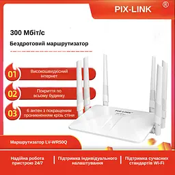 Маршрутизатор Pix-Link X300S6 300Мбіт/с 2.4ГГц Білий (ENSWSW020603W 4241) - мініатюра 6