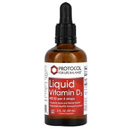 Вітамін D3, Liquid Vitamin D3, рідкий, 400 МО, 59 мл Protocol For Life Balance vit0003264