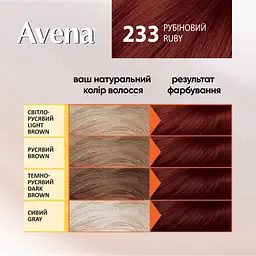 Cтійка крем-фарба для волосся Avena Gloss Color Рубіновий 233  - мініатюра 4