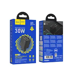 Мережевий зарядний пристрій Hoco N56 Fundador four-port PD30W(2C2A) charger(EU) Чорний - мініатюра 2