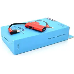 Перехідник USB-C 4-in-1 Audio Adapter USB-C + 3.5mm red iKAKU (KSC-377-TC-R)