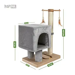 Happet Кігтеточка-будинок для котів, світло-сіра, 64x39x30 см (CT17) - мініатюра 4