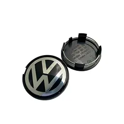 Ковпак колеса Volkswagen срібний чорний пластик 1 шт 63 мм OEM 7d0601165 (ковпачок, заглушка)