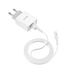 Мережевий зарядний пристрій Avantis A825 (1USB/2.1A) + USB кабель Micro- білий