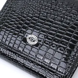 Компактний жіночий гаманець з натуральної лакованої шкіри ST Leather 22688 чорний - мініатюра 9