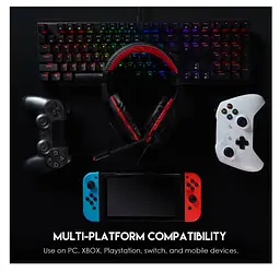 Ігрові навушники Fantech MARS II HQ54 Black/Red з мікрофоном - мініатюра 6