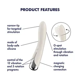 Вібратор точки G з обертанням Satisfyer Spinning Vibe 1 Beige, 2 мотори - мініатюра 7