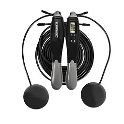Скакалка з лічильником EasyFit TwinRope швидкісна 2,8 м чорна-сіра