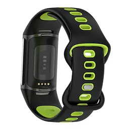 Силіконовий ремінець Primolux Sport для фітнес браслета Fitbit Charge 5/Charge 6 Black Lime/розмір М - мініатюра 4