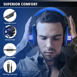 Дротова гарнітура Hunterspider Gaming with LED V3, USB, 3.5mm, 2.2m, black-blue - мініатюра 9