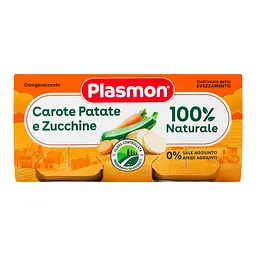 Набір пюре Plasmon Omogeneizzato Морква, картопля та цукіні, 160 г (2 шт. по 80 г) - мініатюра 2