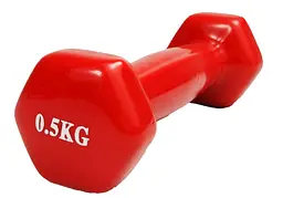 Гантель для фітнесу 0.5 кг EasyFit із вініловим покриттям червона (EF-2647-R)