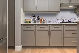Кухонний фартух самоклеючий Магнолія 02 для кухні наклейка фіолетові квіти 60х300 см Happy Pocket Z180350 - мініатюра 4