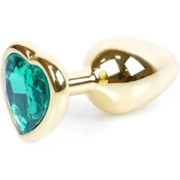 Анальна пробка Boss Of Toys Boss Series - Jewellery Gold Heart Plug Green S, BS6400042, Золотий / Зелений