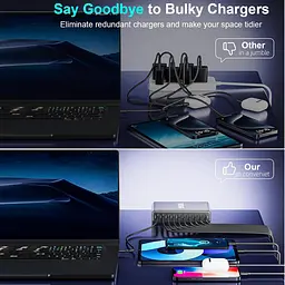 Мережева зарядна станція ILEPO 1000W на 2 USB+8 Type-C мультизарядний пристрій потужний блок живлення Black (19340) - мініатюра 6