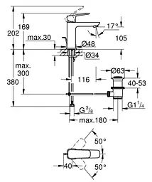 Змішувач для умивальника M-розміру Grohe Cubeo 1017490000 Хром - мініатюра 4