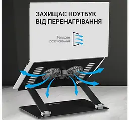 Охолоджувальна підставка для ноутбука до 15.6 дюймів OfficePro LS-122-B 2xfans Alloy Aluminum Black - мініатюра 9