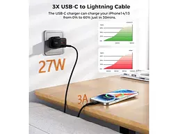 Кабель Lightning Choetech XCL-1030-BK PD 27W Type-C / Lightning 1m Black - мініатюра 4