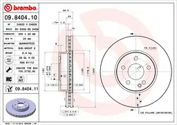 Диск тормозной передний вентилируемый Mercedes V-class, Viano, Vito, 03-25г Brembo ( 09.8404.11 ) - миниатюра 2