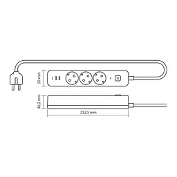 Мережевий подовжувач VIDEX ONCORD з/з 3п 3м (3x1.5мм) 2.4А 2USB+USB-C з кнопкою Black VIDEX (27694-000) - мініатюра 12