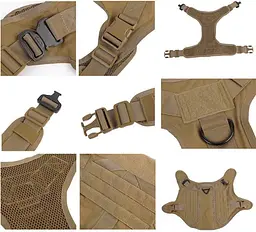 Шлейка для собак Harness K9 Long, металева пряжка фастекс і система MOLLE, Коричневий, XL - мініатюра 4