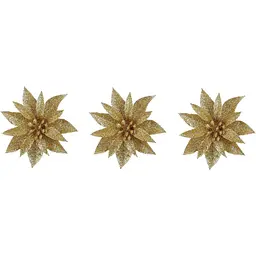 Квітка декоративна Mica Decorations на кліпсі 10 см золота 3 шт. (1181051) - мініатюра 2